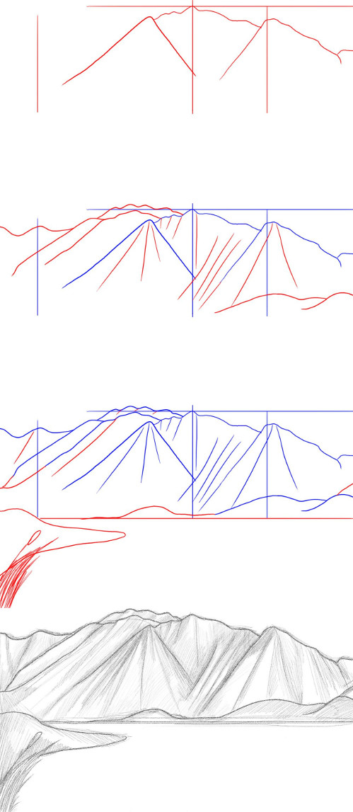Как да нарисувате планини?